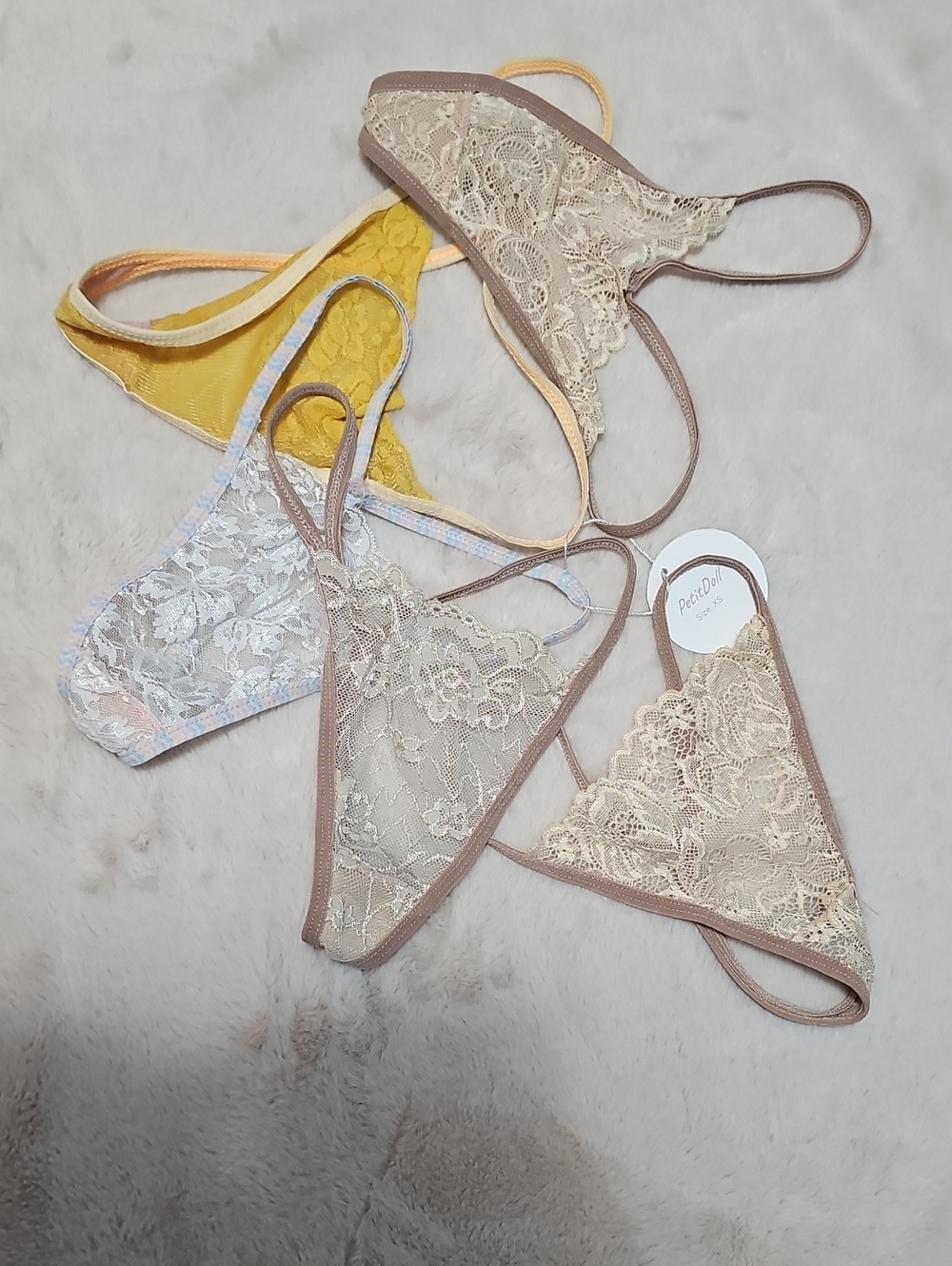 PetitDoll 5pack Floral Lace Triangle Thong Set